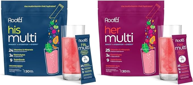 Root'd His &amp Her Multivitamin Powder Bundle with 3X Electrolytes