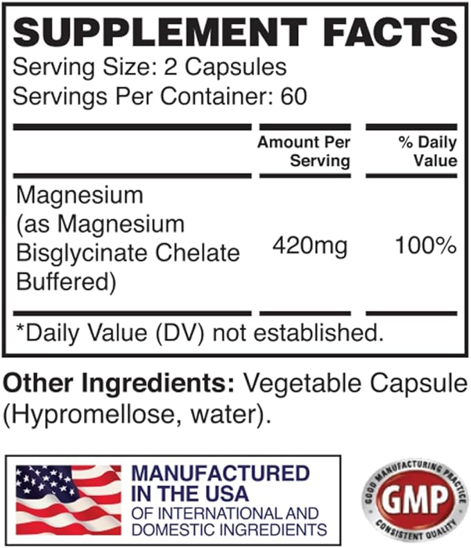 Apollon Nutrition Magnesium Bisglycinate – High-Absorption Complex | 420 mg | Muscle &amp Recovery Support | 60 Servings