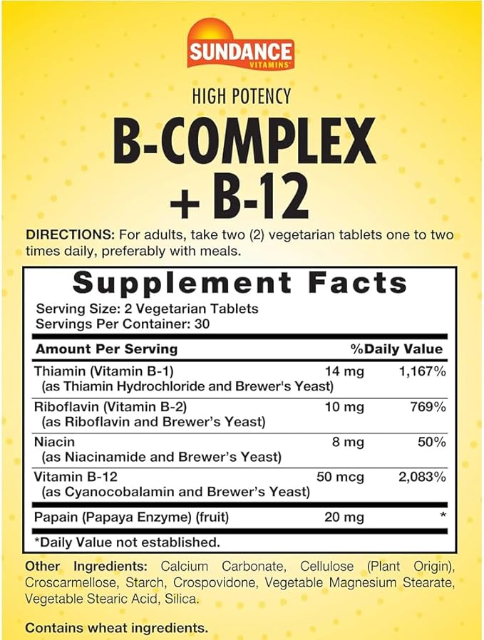 Sundance Vitamins B-Complex + B-12-60 Tablets Pack of 3