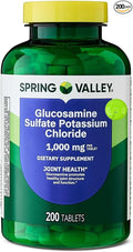 Spring Valley Glucosamine Sulfate Potassium Chloride Dietary Supplement Tablets for Joint Health 1000 mg 200 Count with SUREFECT Organizer