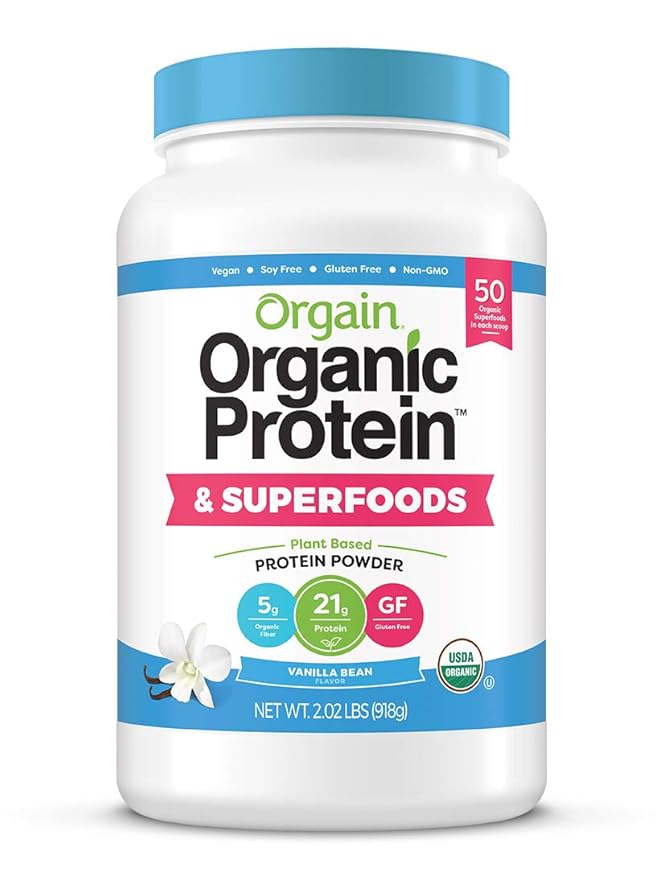Orgain Organic Plant Based Protein Powder Bundle - Unsweetened Vanilla Bean and Superfoods (2 Products)