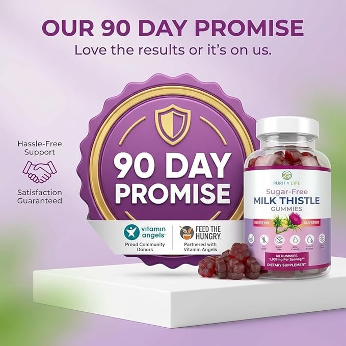Sugar-Free Milk Thistle Gummies for Liver Cleanse Detox &amp Repair (Natural Blueberry-Raz Flavor) Cardo Mariano Cleansing Milk Thistle Supplement Antioxidant Support Vegan Replaces Pills &amp C