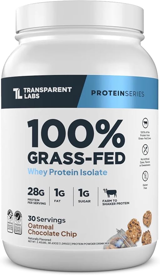 Transparent Labs Grass-Fed Whey Protein Isolate (30 Servings Milk Chocolate) &amp Grass-Fed Whey Protein Isolate (30 Servings Oatmeal Chocolate Chip Cookie)