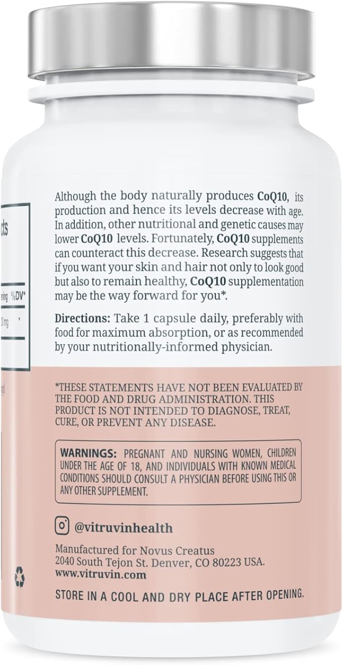 Vitruvin Beauty + Comfort Pack COQ10 200mg + Trans- Resveratrol 500mg + Curcumin 500mg Vegan Non-GMO Gluten-Free Gelatin-Free. Healthy Skin Hear Joints and Brain