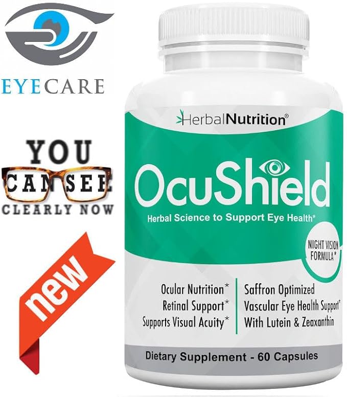 OcuShield Eye Health Vitamin Support for Healthy Eyes Night Vision with Saffron Lutein &amp Zeaxanthin Eye Nutrients to Protect &amp Stimulate Ocular Health Two Bottles