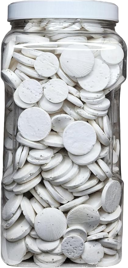 Aquatic Foods Inc. Calcium Feeder Disks for Shrimp Snails Crabs Crayfish Hermit Crabs and All Tropical Fish 600 Count Jar of Small-Medium Feeder Disks