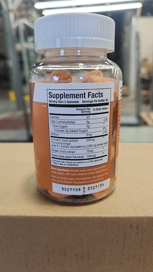 Viteey Turmeric Gummies with Turmeric Curcumin Ginger &amp Black Pepper Extract - Immune Support Healthy Skin and Joint Health - Vegan Gelatin Free GMO Free - Tasty Chewable Peach Flavored-120 C