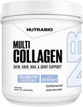 NutraBio Multi Collagen Powder - Hydrolyzed Collagen Peptides for Glowing Hair &amp Skin - Grass-Fed - Collagen Powder for Women and Men - 40 Servings- Unflavored