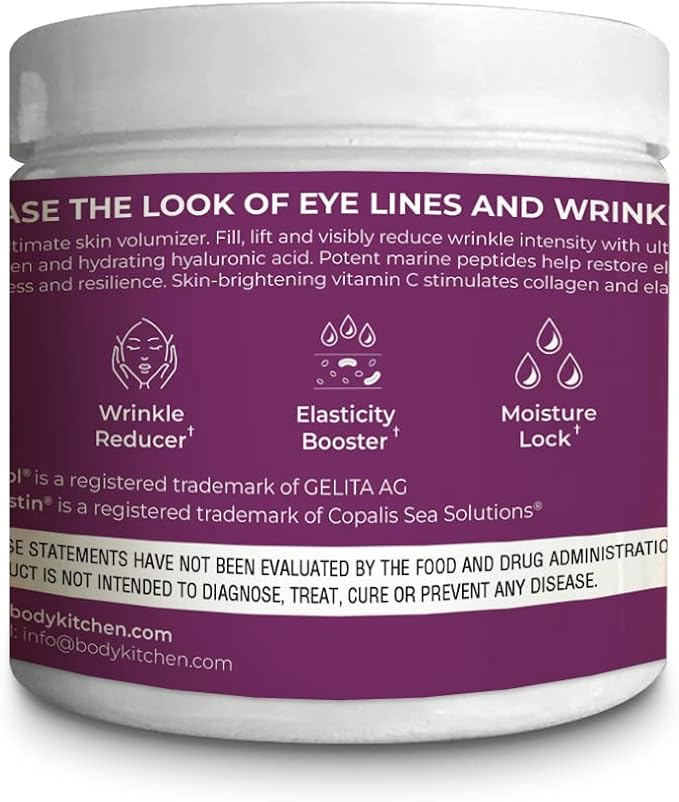 Body Kitchen Collagen + 250 mg Elastin – Supports Skin Hydration Elasticity &amp Healthy Aging Unflavored Powder (30 Servings)