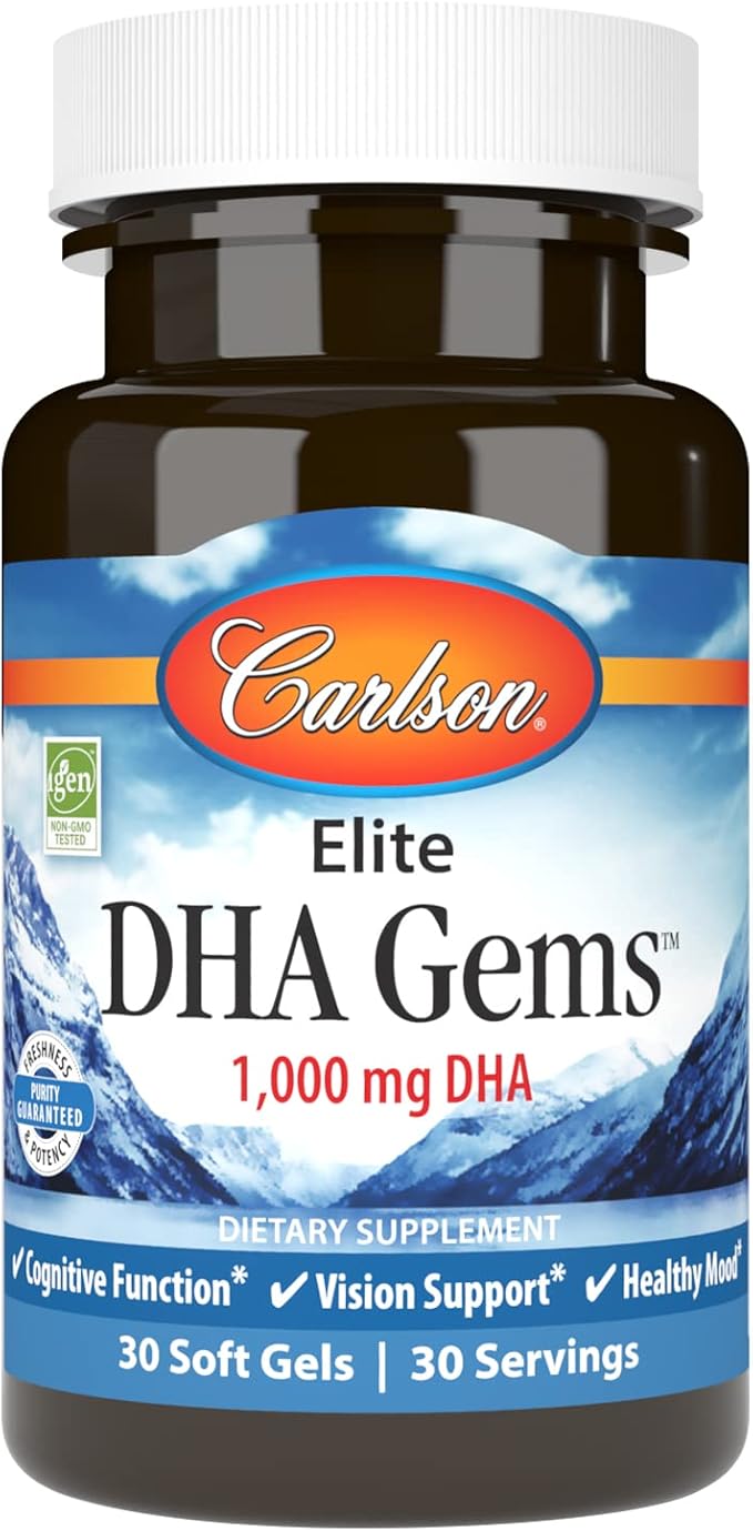 Carlson - Elite DHA Gems 1000 mg DHA Supports Healthy Brain Function &amp Vision 30 soft gels