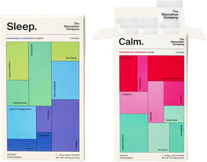 Calm Drink Mix - Supports Cortisol Regulation and Mood - Watermelon Lemonade Flavor &amp Sleep Aid Powder - Free Natural Supplement to Reduce Stress and Improve Sleep Quality Chamomile Lemonade Flavo