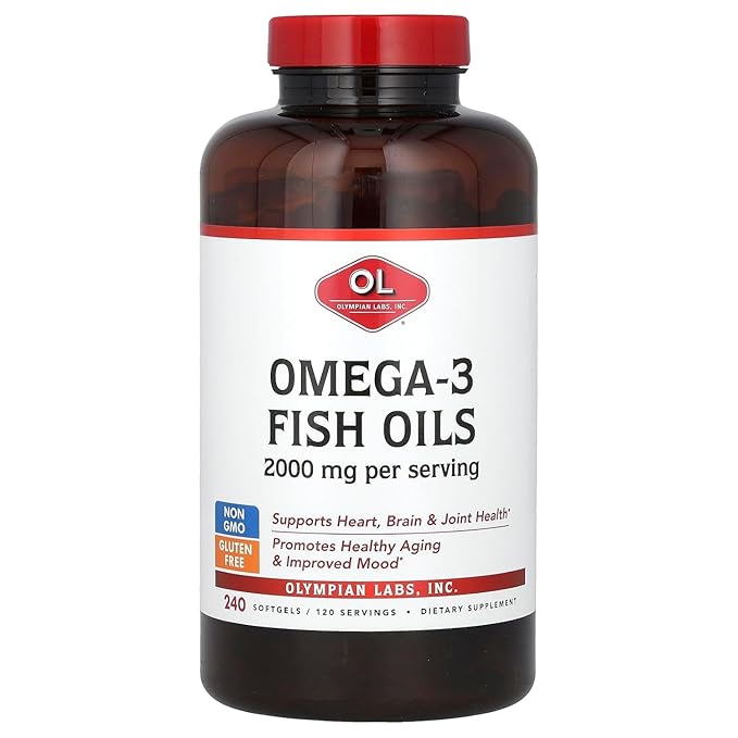 Olympian Labs Omega-3 Fish Oils 2000 mg 240 Softgels (1000 mg per Softgel)
