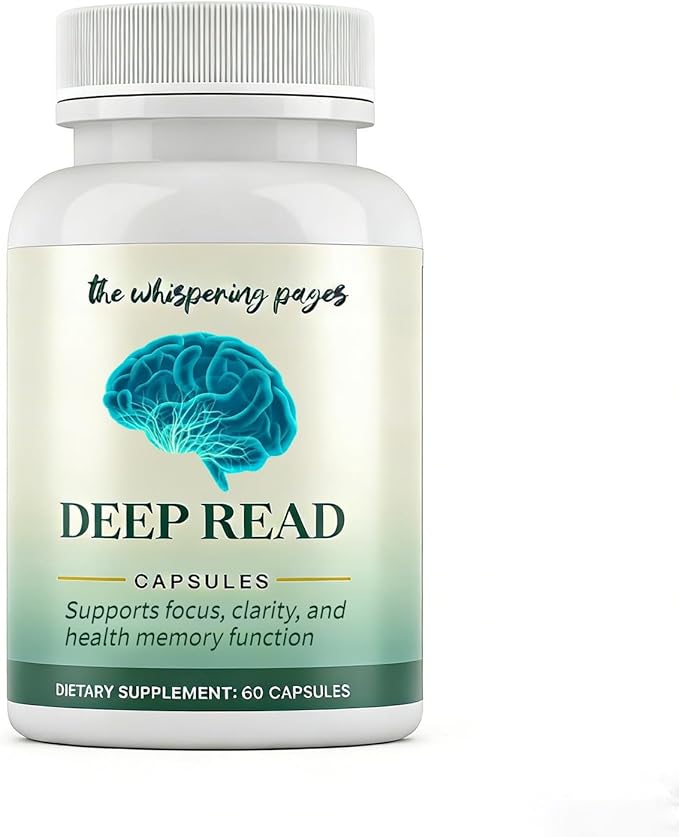 The Whispering Pages Deep Read - Vegan Focus &amp Memory Supplement for Enhanced Comprehension Mental Clarity &amp Longer Reading Sessions Without Zoning Out - Non-GMO 60 Capsules