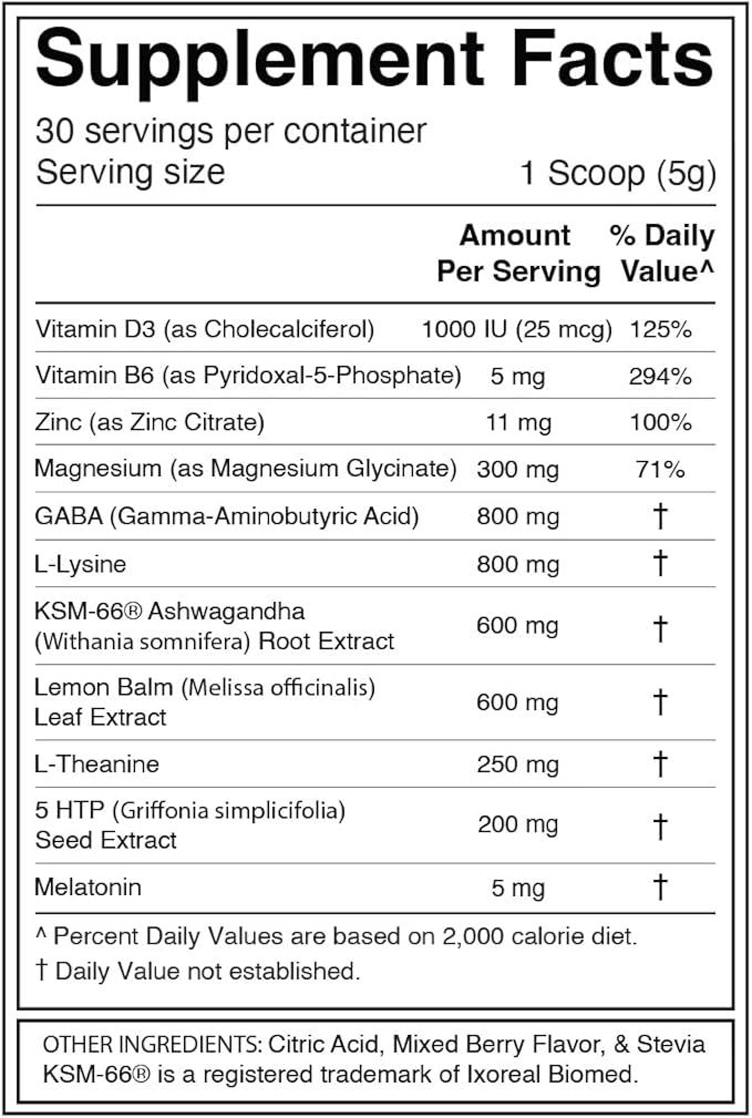 Dr. Colbert MD Sleep-Ease Powder | Mixed Berry Flavor | by Divine Health | KSM-66 Ashwagandha | 5-htp | 5mg Melatonin | Lemon Balm | L-Theanine | Sugar Free | 30 Day Supply | 5.29 oz