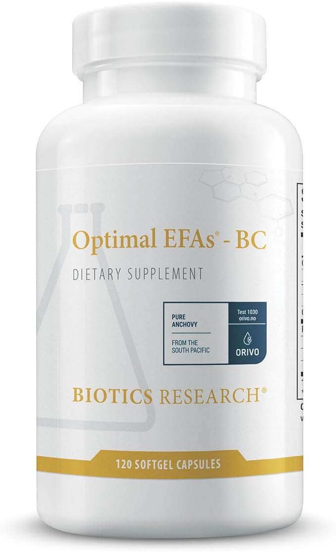 Biotics Research Optimal EFAs - BC Proprietary Blend of Fish Flaxseed and Blackcurrant Seed Oils. Balance of Omega3 6 and 9 Fatty Acids 120 Softgels