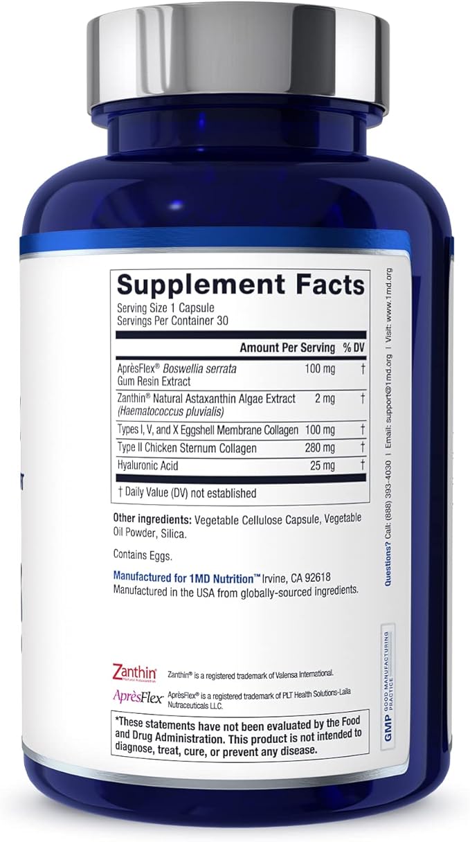 1MD Nutrition MoveMD - Joint Health Supplement - Doctor Formulated | with Collagen Astaxanthin and More | 30 Capsules (3-Pack)