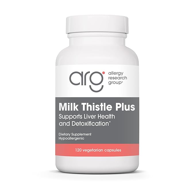 Allergy Research Group Milk Thistle Plus Supplement - Liver Health Support Milk Thistle Dandelion Detox Cleanse Vegetarian Capsules - 120 Count