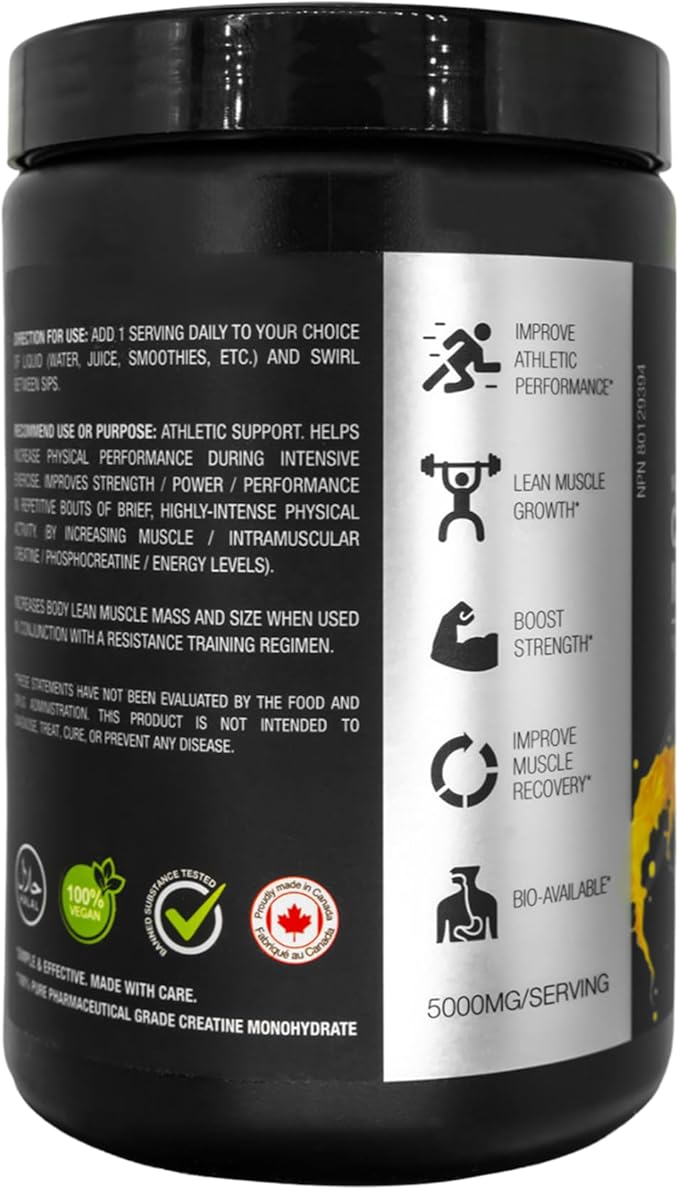 Micronized Creatine Monohydrate by NevaSet 3-Month of 5000mg Creatine Supplement for Muscle Growth Increased Strength Enhanced Energy Improved Performance Cognitive Health. Pineapple 495g
