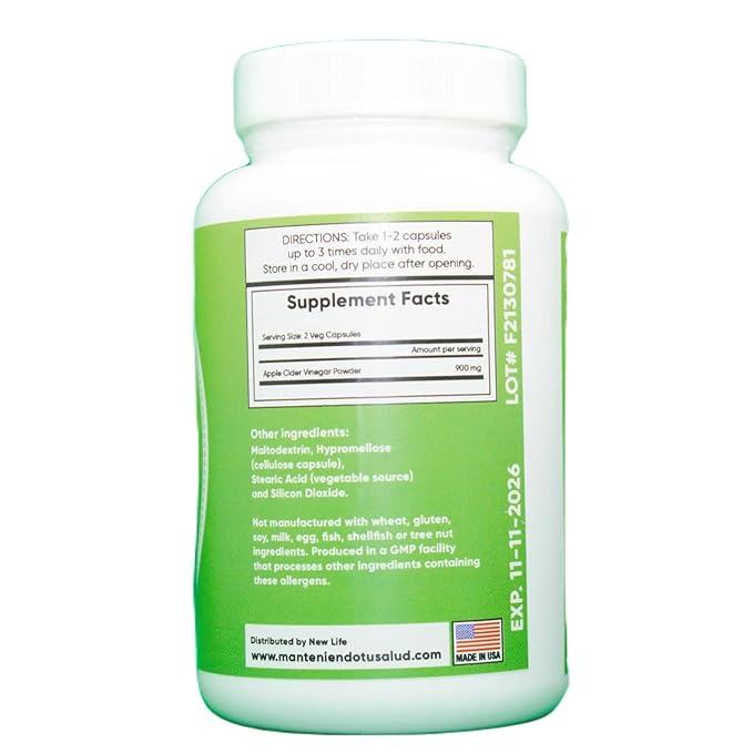New Life Cider Vinegar 900mg Diet Support 90 Capsules