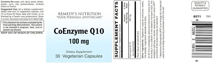 Remedy's nutrition CoQ10 | 100 mg 30 Softgels