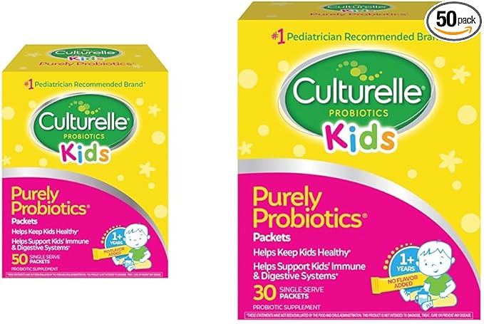 Culturelle Kids Probiotics Daily Packets Digestive &amp Immune Support Pediatrician Recommended #1 Brand 50 Count &amp 30 Count