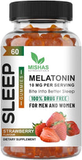 Mishas Nutraceuticals Melatonin Sleep Support Gummies for Adults 10 mg Melatonin Supplement 60 Strawberry Flavor Gummies Provides Up to 30 Days of Restful Sleep