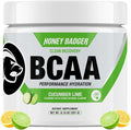 Honey Badger BCAA + EAA Amino Acids Powder BCAAs + L-Glutamine Keto Vegan Sugar Free for Men &amp Women Hydration &amp Post Workout Muscle Recovery Drink Mix Cucumber Lime 30 Servings