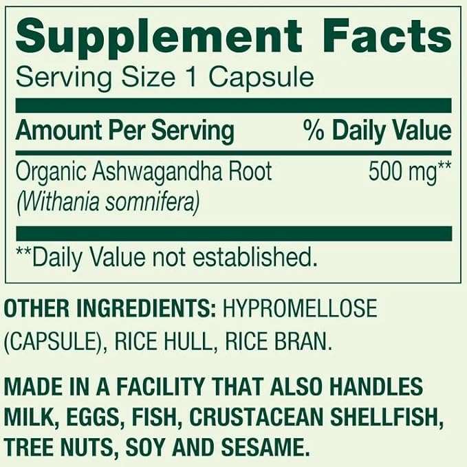 Spring Ashwagandha 500mg Root Powder 60 Capsules (Pack of 1) with Vitamin Guide (2 Items)