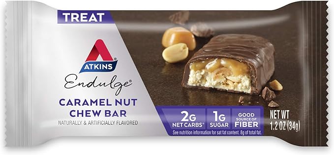 Atkins Protein Shake 15g Protein 2g Net Carb 12 Count &amp Endulge Caramel Nut Chew Bar 1g Sugar 5 Count Bundle