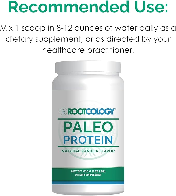 Rootcology by Dr. Izabella Wentz | Paleo Protein | Hydrolyzed Beef Protein Powder 21g Protein per Serving with MCT &amp Stevia | Dairy-Free and Soy-Free | Natural Vanilla Flavor | 885g / 30 Servings