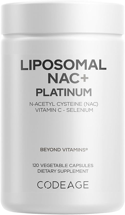 Codeage Liposomal NAC+ Platinum - N-Acetyl L-Cysteine Vitamin C Alpha Lipoic Acid Selenium - 2-Month Supply - Helix Liposomal Delivery - Phospholipid - Non-GMO NAC Dietary Supplement - 120 Capsules