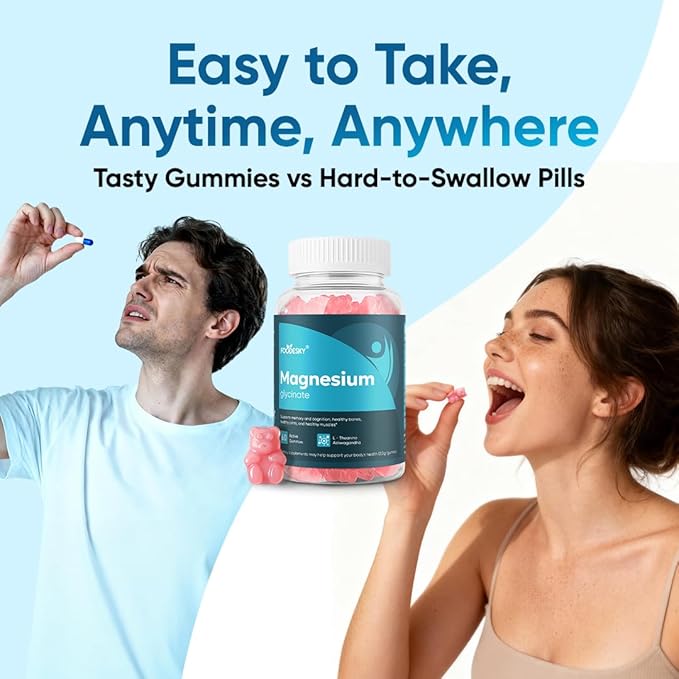 Magnesium Glycinate Gummies | 10 Forms of Magnesium + Vitamin D3 &amp Zinc | 60 Gummies | Supports Relaxation Focus (3PCS)