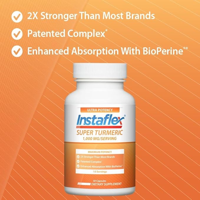 Instaflex Super Turmeric - 1000mg Turmeric Curcumin with BioPerine Black Pepper Extract 95% Curcuminoids 60 Count