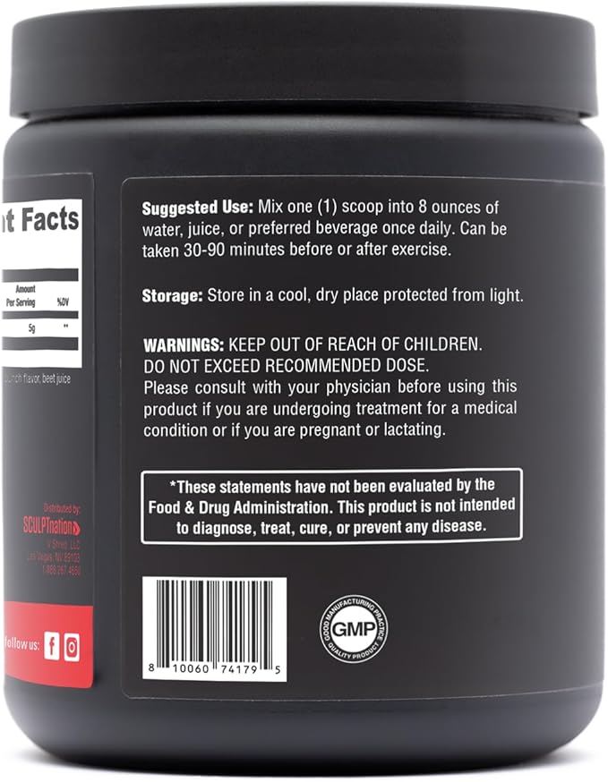 Sculpt Nation by V Shred Creatine - Premium Creatine Monohydrate Powder to Support Muscles Energy and Brain Function Fruit Punch Flavored Creatine - 30 Servings