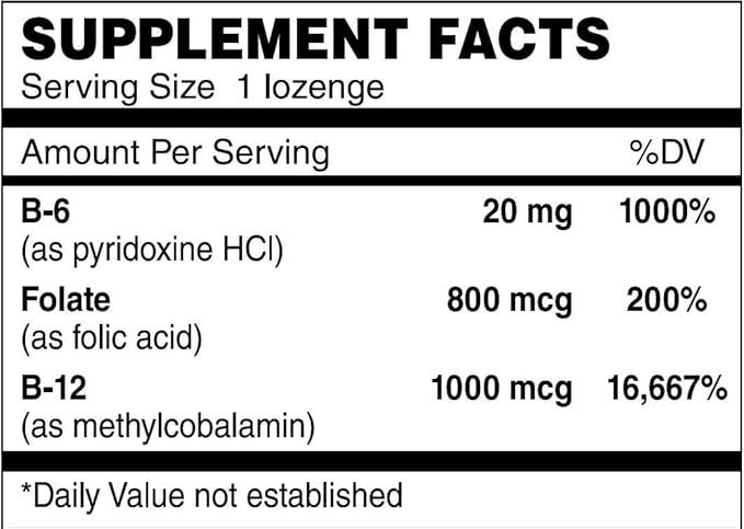 Kosher B12 Lozenge (Methyl) W/ B6- Folic Acid and Biotin 100 Lozenges