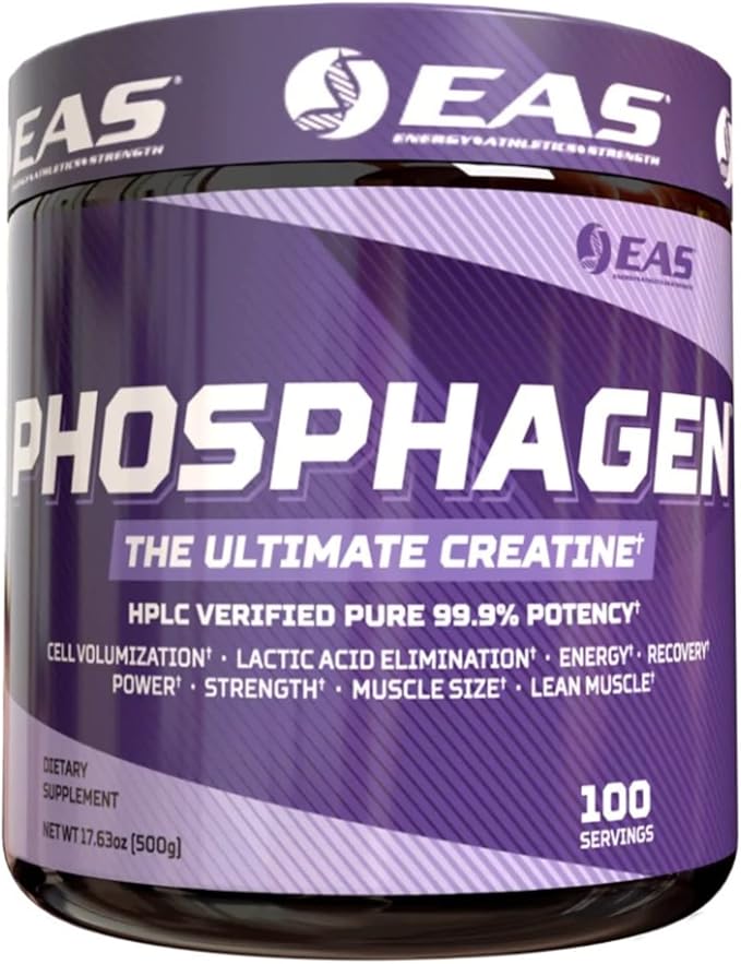 EAS Phosphagen Ultimate Creatine Powder | Power Strength Muscle Size &amp Cell Volumization | Pure 99.9% Potency | 100 Servings (Unflavored)
