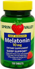 Melatonin Sleep Health Dietary Supplement Tablets Spriing Vallley Strawberry 10 mg 120 Ct Fast Dissolve (Pack of 1)