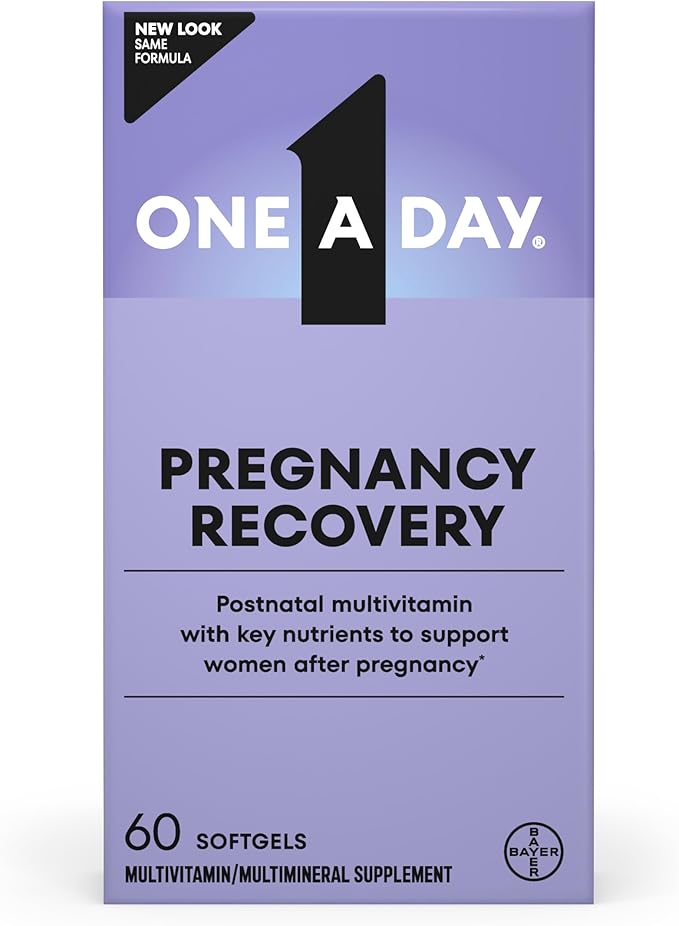 One A Day Postnatal Vitamins for Women Postnatal Multivitamin with Folic Acid Omega-3 DHA B Vitamins Support Immune Health Breastfeeding Post Partum Essential Nutrients for Women 60 Ct