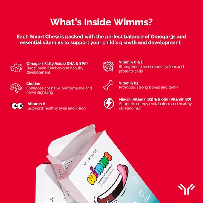 Immunotec Wimms Smart Chews: Brain-Boosting Omega-3 &amp Multivitamins for Kids