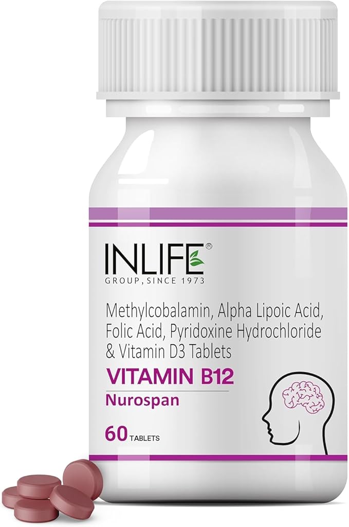 Vitamin B12 (Methylcobala.min) 1500mcg Supplement with ALA Folic Acid Vitamin D3 | Nerve and Brain Health for Men &amp Women – 60 Tablets
