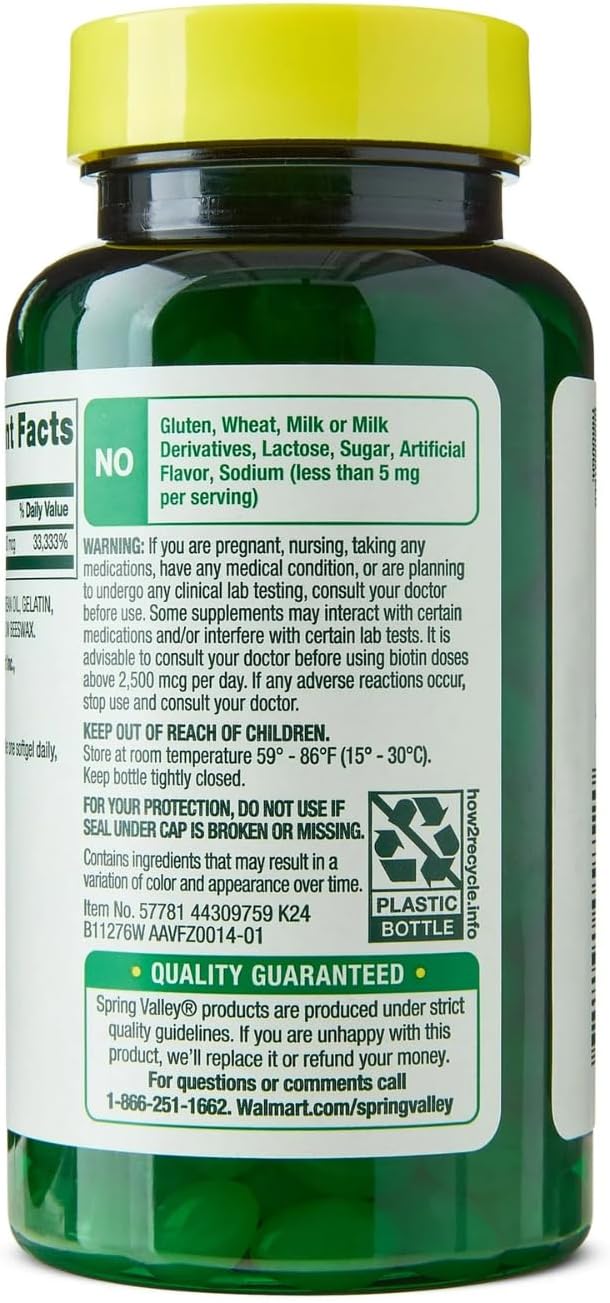 Biotin Hair/Skin/Nails Health Dietary Supplement Softgels Spriing Vallley 10000 mcg - 120 Count (Pack of 1)