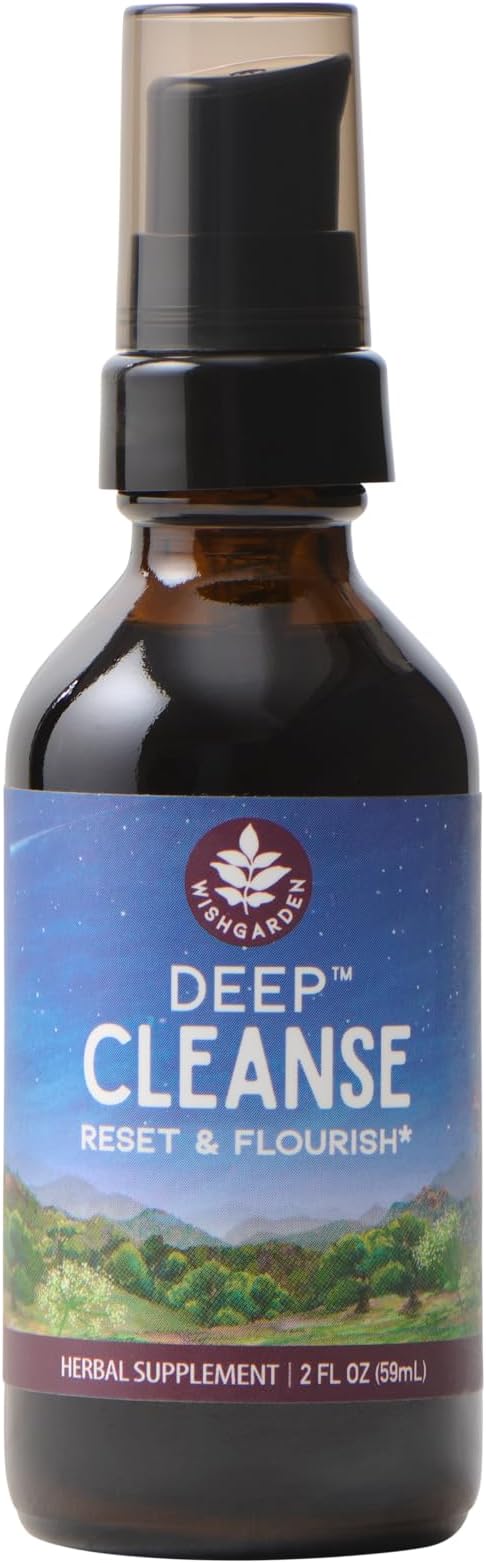 WishGarden Herbs Deep Cleanse - Plant-Based Herbal Cleansing Supplement with Organic Milk Thistle Seed &amp Burdock Root Promotes Organ Cleansing Supports Liver Kidney Lymph &amp Cellular Health