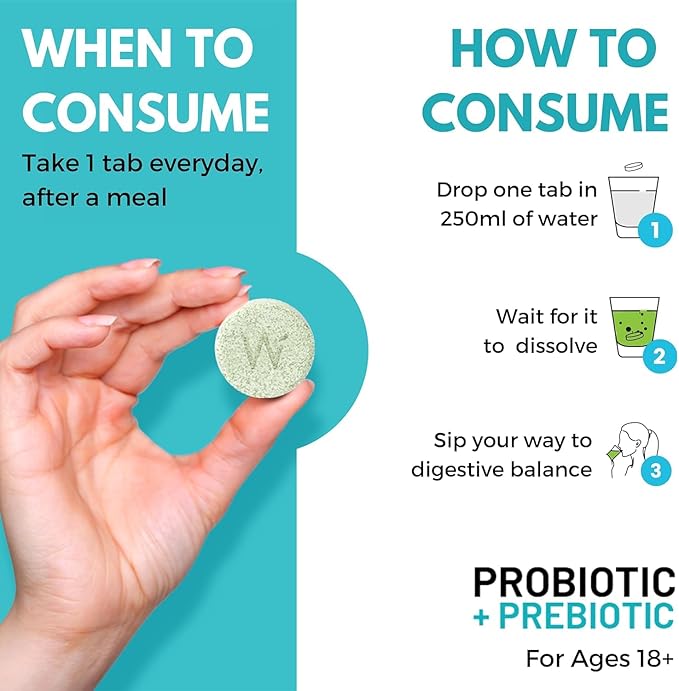 Wellbeing Nutrition Daily Probiotics + Prebiotics | Improve Metabolism Acidity Relief Digestion &amp Gut Health | 18 Billion CFU Organic Probiotics Supplement for Men &amp Women (21 Effervescent T