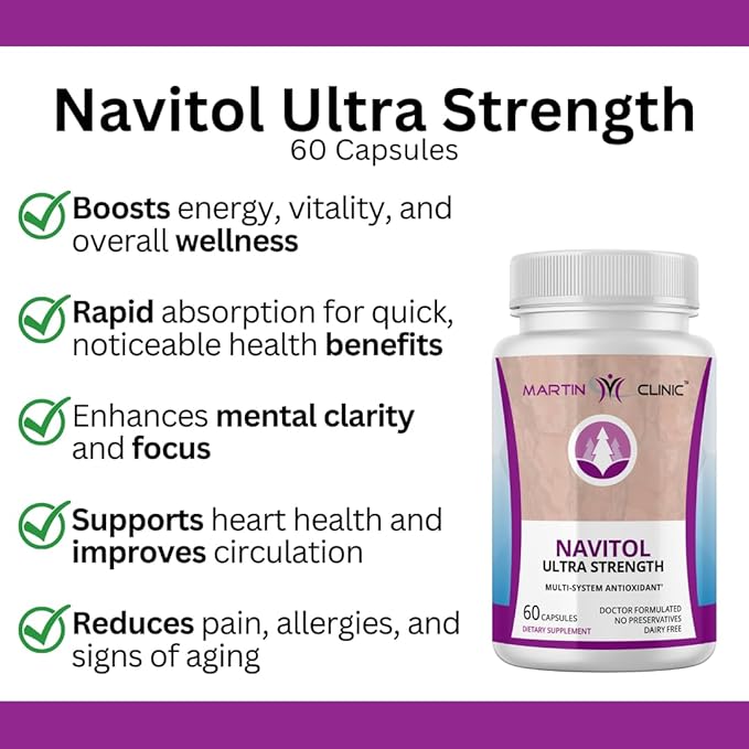 Navitol French Maritime Pine Bark — Daily Energy Focus &amp Cognitive Support — Natural Antioxidant for Mental Clarity Motivation &amp Everyday Wellness — 60 Capsules