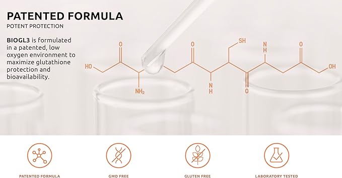 BIOGL3 Bioactive Liposomal Glutathione 446mg. Ultra Potent Pure Patented in airless Dispenser. Fast Absorption Lowers oxidative Stress and Inflammation. +Energy Detox Immune Boost Focus