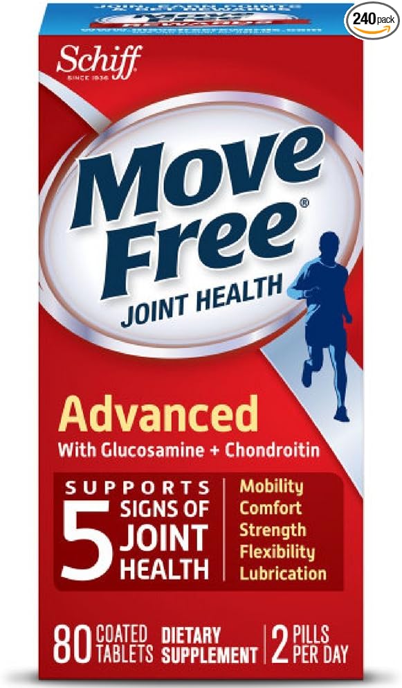 Move Free Advanced 80 Tablets - Joint Health Supplement with Glucosamine and Chondroitin (Pack of 12)