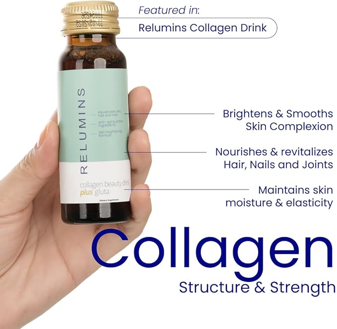 Relumins World's Most Advanced Collagen Drink - 10000mg w/Glutathione &amp Antioxidants | USA's No.1 Liquid Collagen Anti-Aging Spring Glow Essentials | Apple Flavor | Made in USA - 30 Bottles