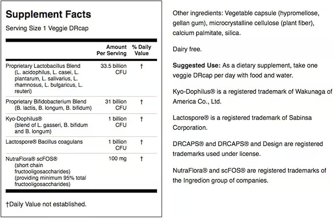 Swanson Ultra Potency Probiotic Digestive Health Immune System Support 66 Billion CFU Prebiotic NutraFlora scFOS 60 DRcaps Veggie Capsules (Caps) (2 Pack)