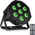 SHEHDS Par Can Lights LED 7x18W RGBWAP 6in1 Wash Stage Lights Remote and DMX512 Control Uplights Sound Activated Auto Run Flat for Christmas Wedding Party Disco - 1 Pack