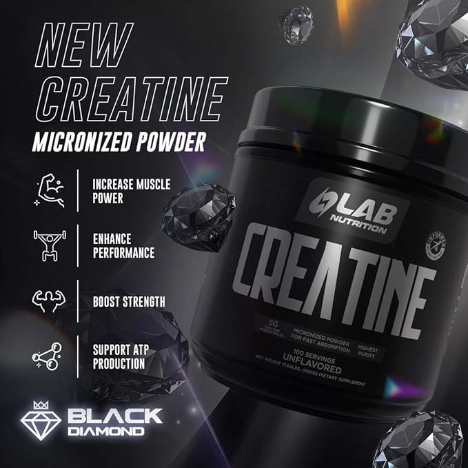 Lab Nutrition Creatine Monohydrate Micronized Powder 500G 5000mg Per Serv (5g) Keto Friendly Micronized Creatine Monohydrate 100 Servings 17.64 Ounces Unflavored